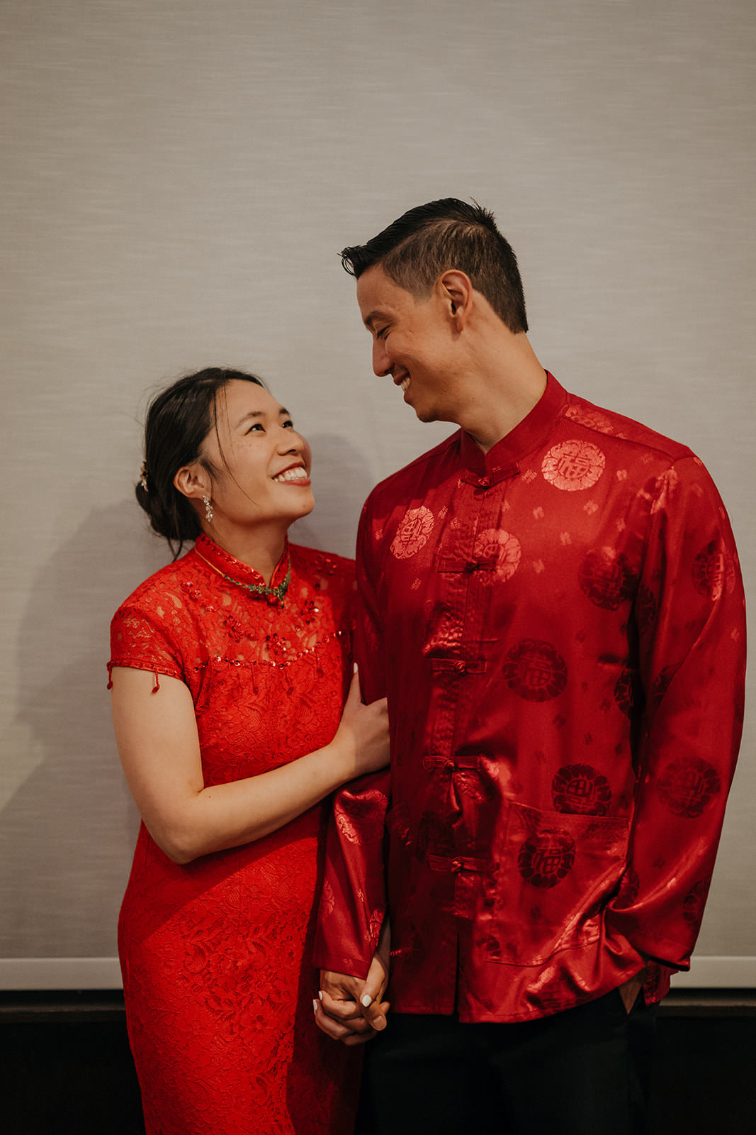 Romantic portraits at couples tea ceremony