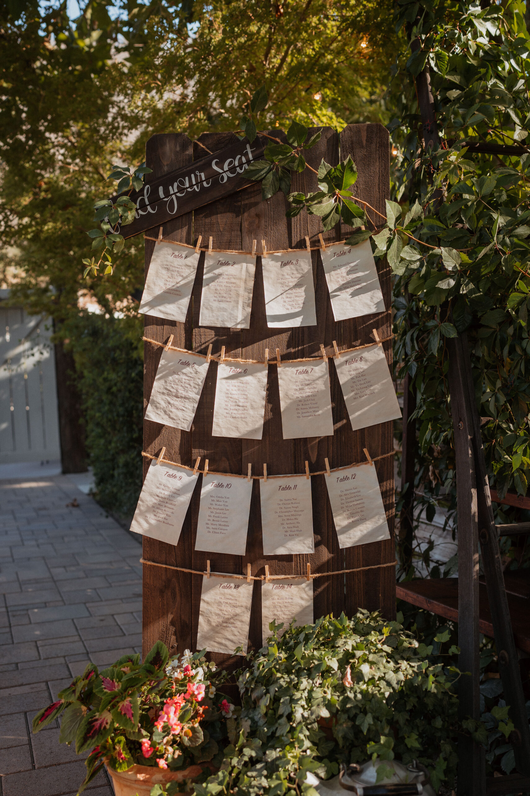 Seating chart at the homestead in oak glen california