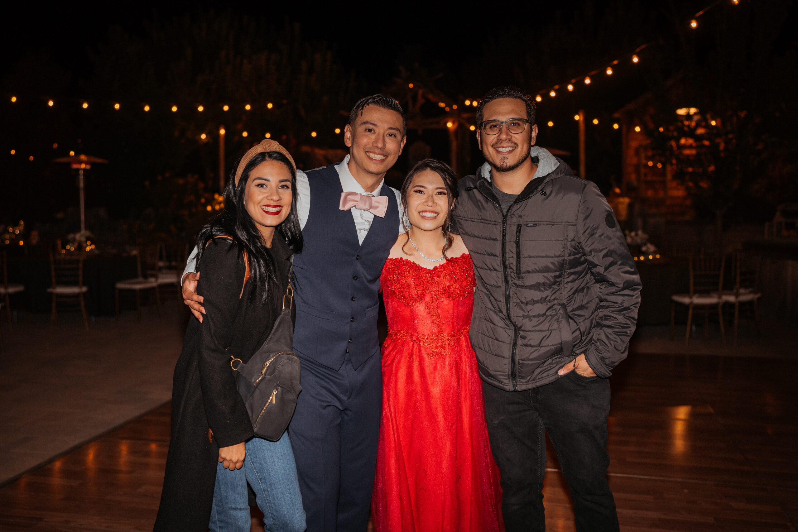 Bride and groom with their photographers Ally and Andre at the homestead.